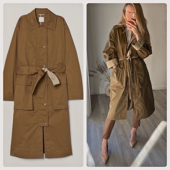 H&M Jackets & Blazers - Coat trench coat H&M Belted Pockets olive green new